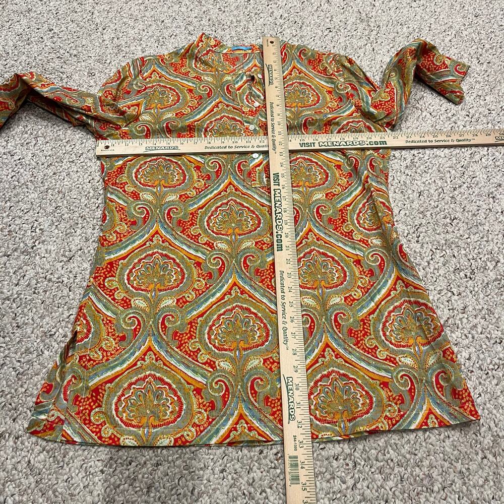 J McLaughlin Paisley Print Tunic Top Sz L Cotton Lightweight Preppy Resortwear - Picture 4 of 6